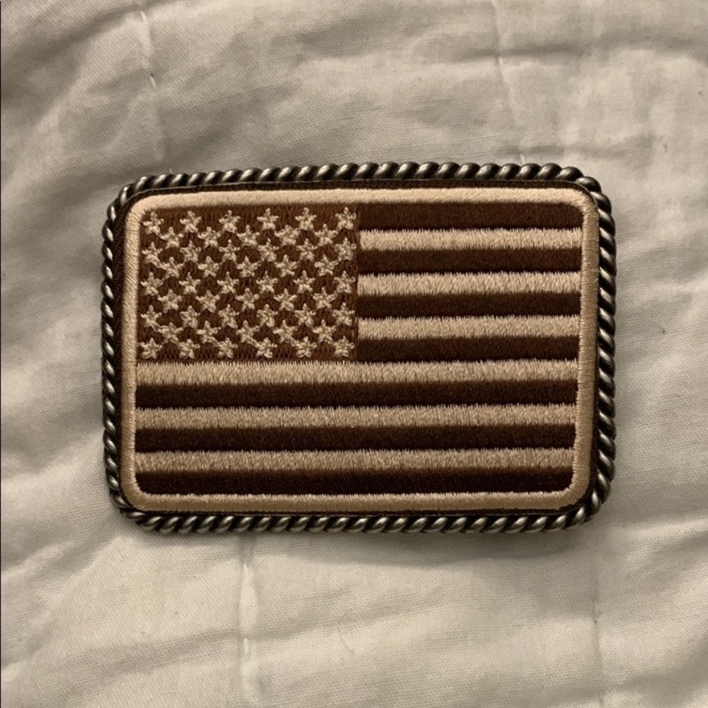 Brown American Flag Belt Buckle